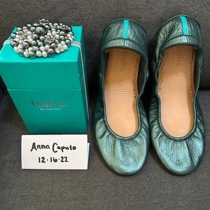 BNIB Tieks Tahitian Pearl Size 8 Limited Edition Green Metallic Teal